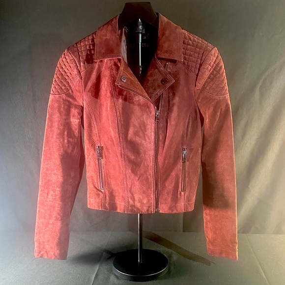 Express Women's Wine Color Moto Leather Jacket - Picture 1 of 6